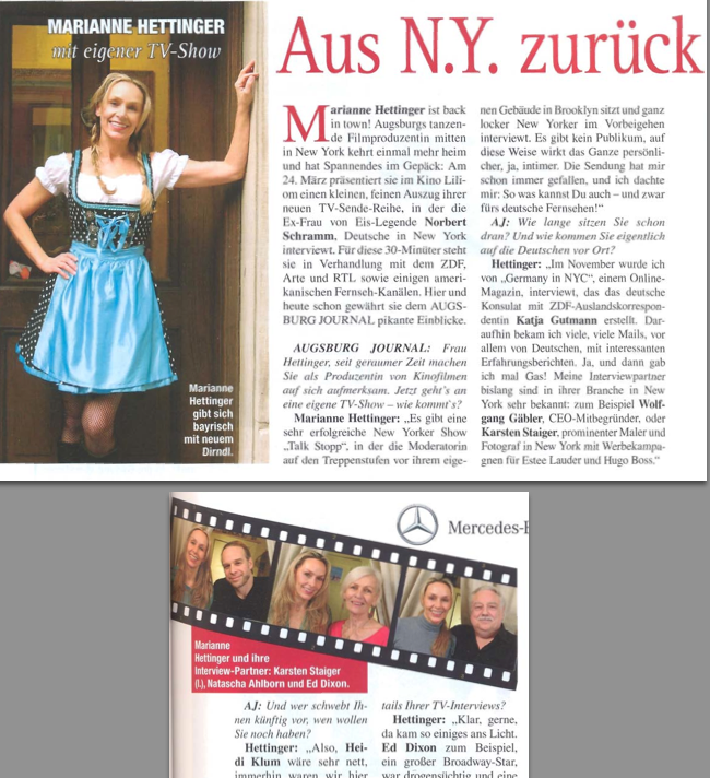 Marianne Hettinger TV Pilot im Augsburg Journal